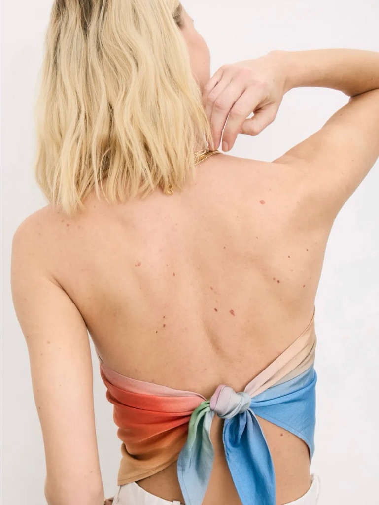 Untitled In Motion Poma Handkerchief Tube Strapless Pastel Rainbow Scarf Top — image 2 of 7